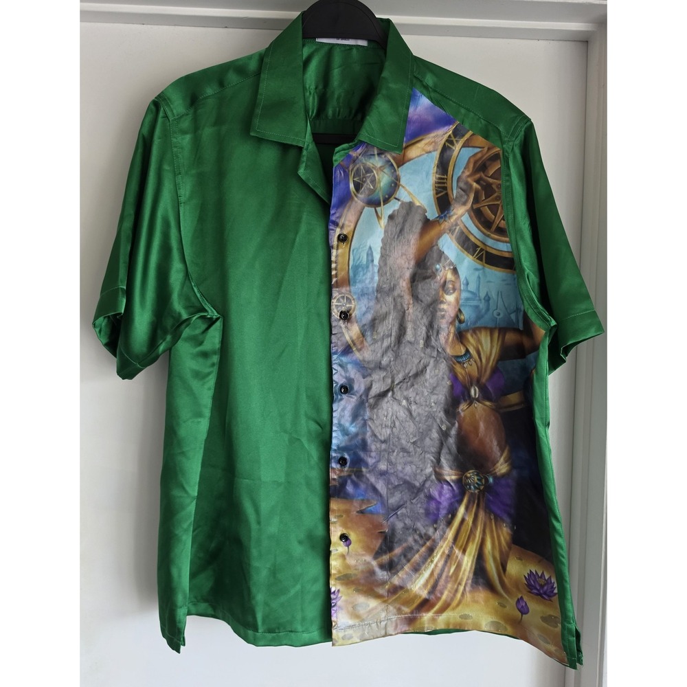 Grayscale Los Angeles Men Green Graphic Long Sleeve Collared T-Shirt Top Tee